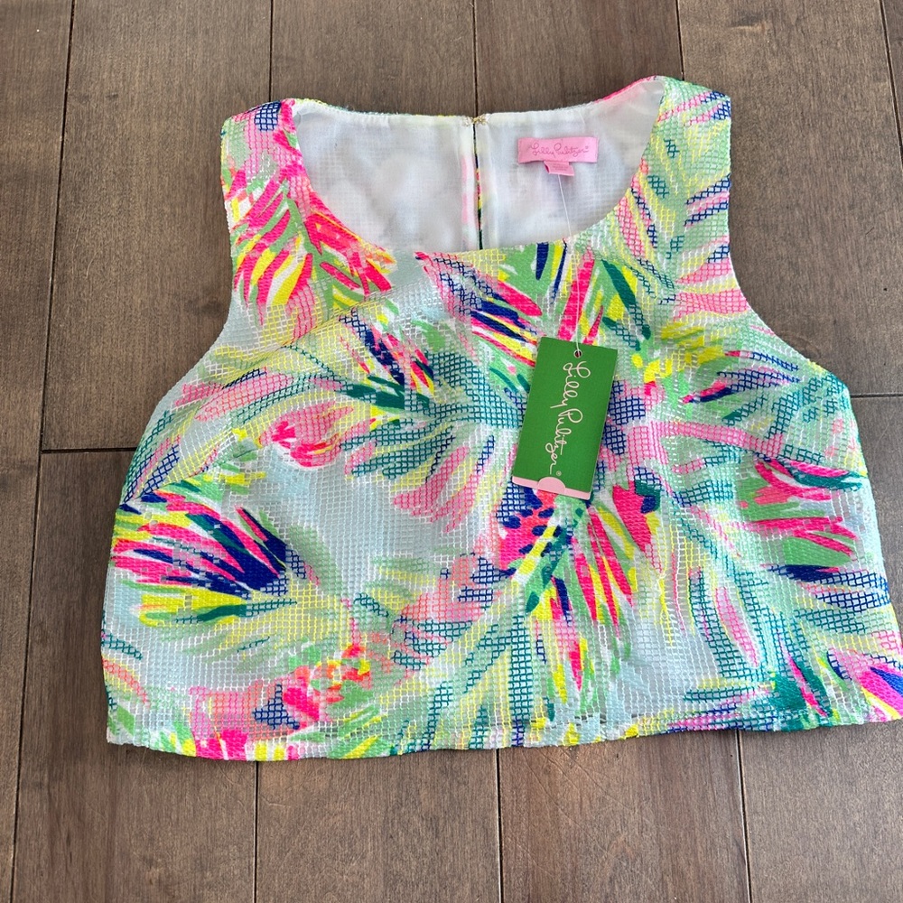 Lilly Pulitzer Neon Tropical Print Crop Top